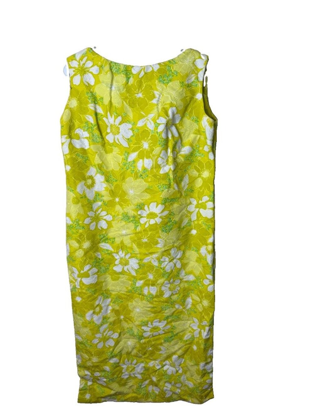 Vintage 60s Handmade Shift Dress Yellow Floral Flowers Mod Mad Men